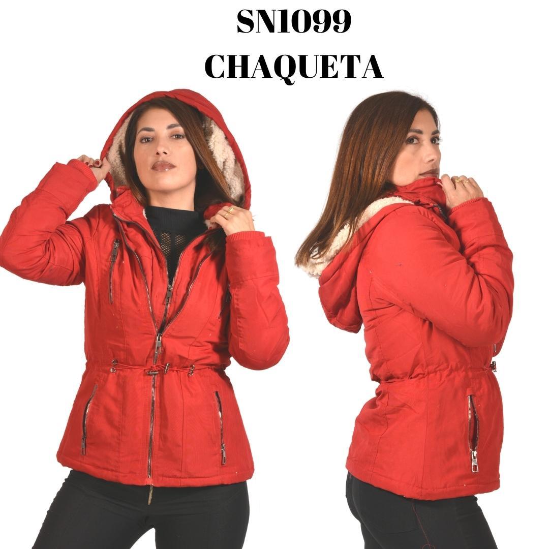 Chaqueta Americana de Moda Con Gorro y Doble Cierre Color Rojo